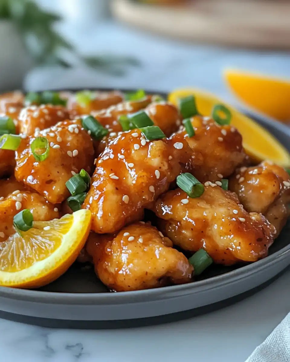Air fryer orange chicken freshly cooked and golden
