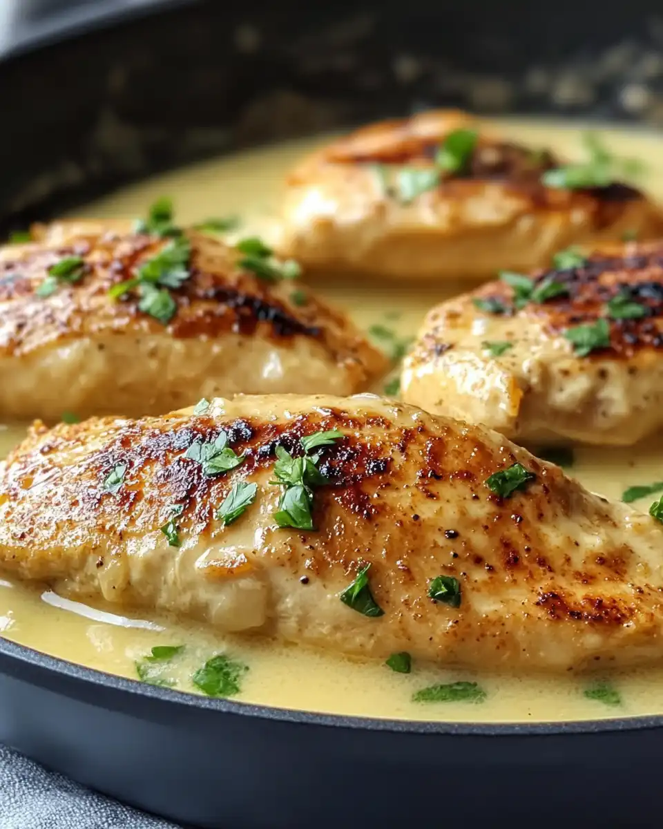 Serving plate of Marry Me Chicken Tortellini with creamy sauce and fresh basil garnish