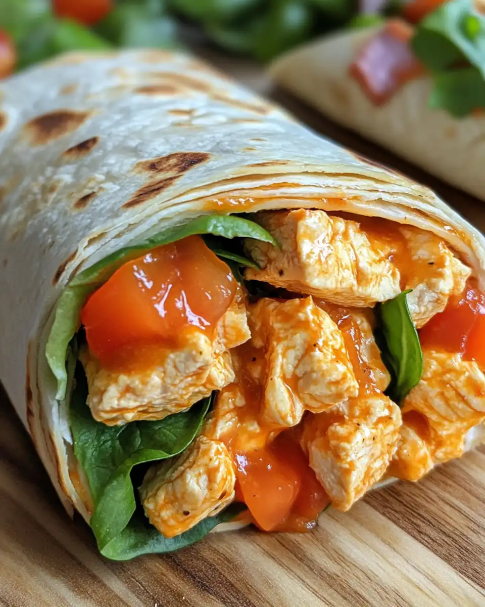 Finished buffalo chicken wraps ready to serve