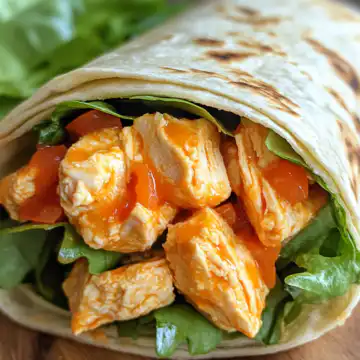 Quick Easy Buffalo Chicken Wrap taken with iphone 15 pro max --iw 2 --ar 4:5 --v 6.1 --raw