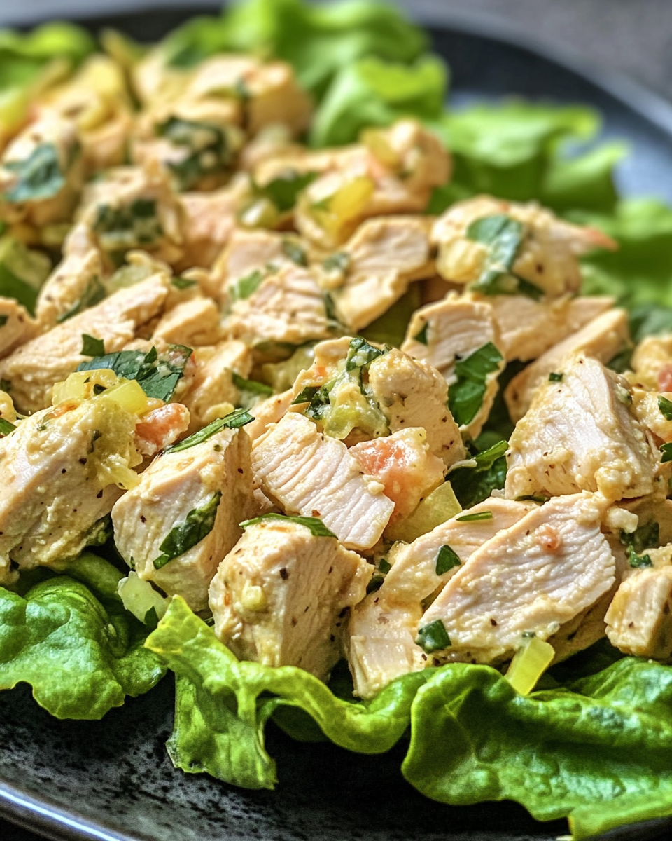 Mixing ingredients for quick keto chicken salad in a bowl