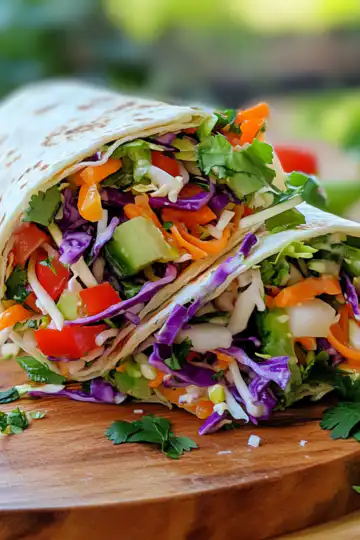 Rainbow Veggie Slaw Wrap taken with iphone 15 pro max --iw 2 --ar 4:5 --v 6.1 --raw