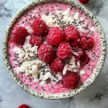 raspberry coconut chia pudding taken with iphone 15 pro max --iw 2 --ar 4:5 --v 6.1 --raw