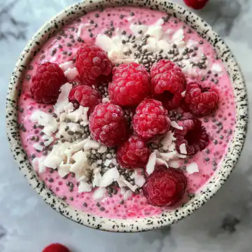 raspberry coconut chia pudding taken with iphone 15 pro max --iw 2 --ar 4:5 --v 6.1 --raw