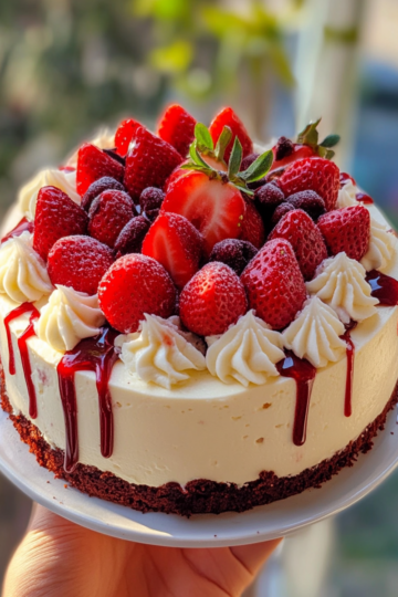 red velvet strawberry cheesecake taken with iphone 15 pro max --iw 2 --ar 4:5 --v 6.1 --raw