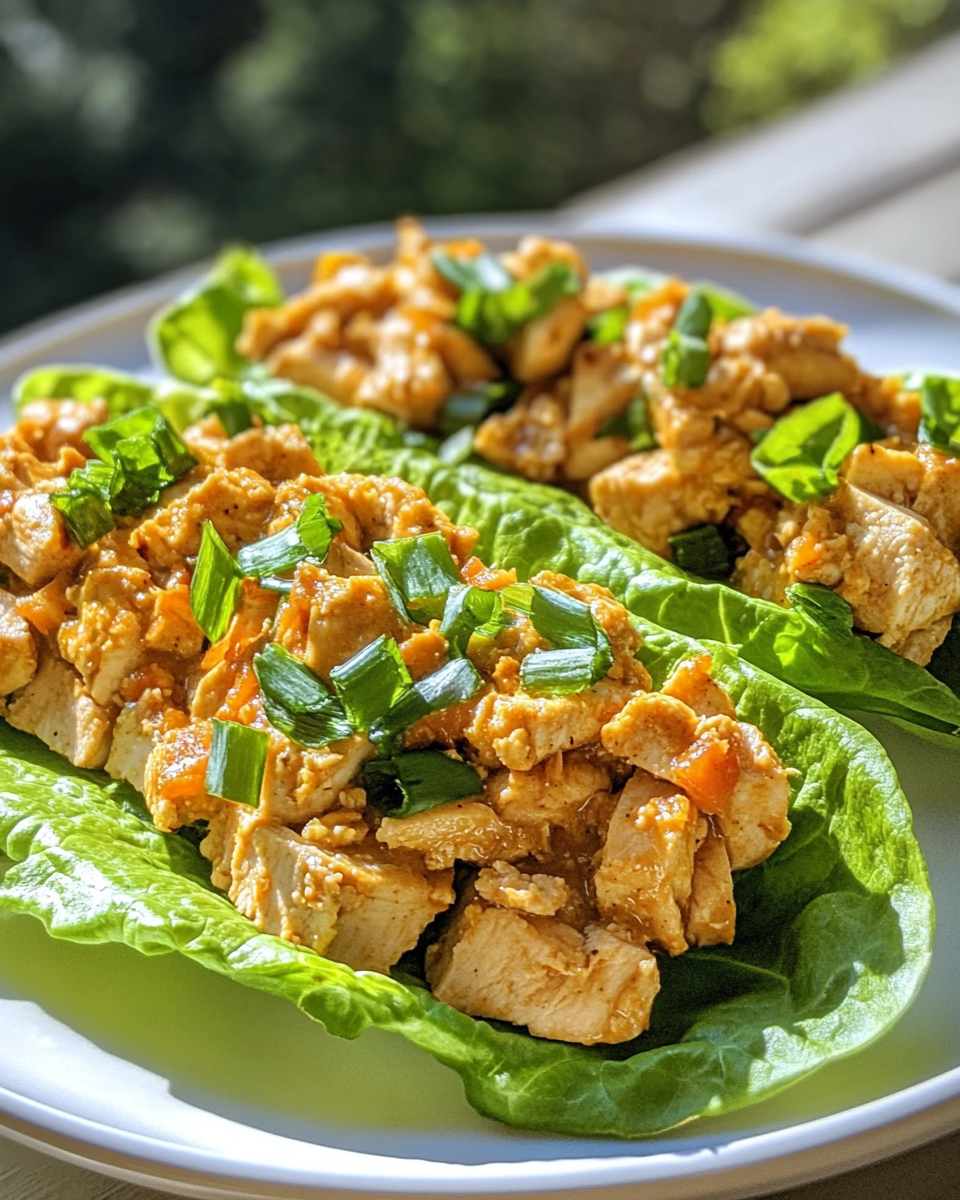 Ingredients for satay chicken lettuce wraps including ground chicken and fresh vegetables