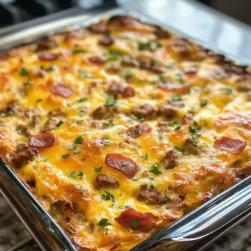 Sausage & Bacon Breakfast Casserole taken with iphone 15 pro max --iw 2 --ar 4:5 --v 6.1 --raw