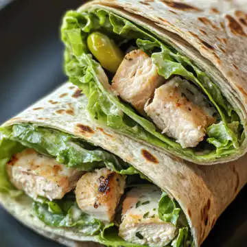 Savor Chicken Caesar Salad In A Wrap With Crunchy Romaine And Tangy Parmesan taken with iphone 15 pro max --iw 2 --ar 4:5 --v 6.1 --raw