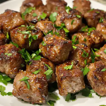 savory garlic pork bites an easy flavor explosion taken with iphone 15 pro max --iw 2 --ar 4:5 --v 6.1 --raw