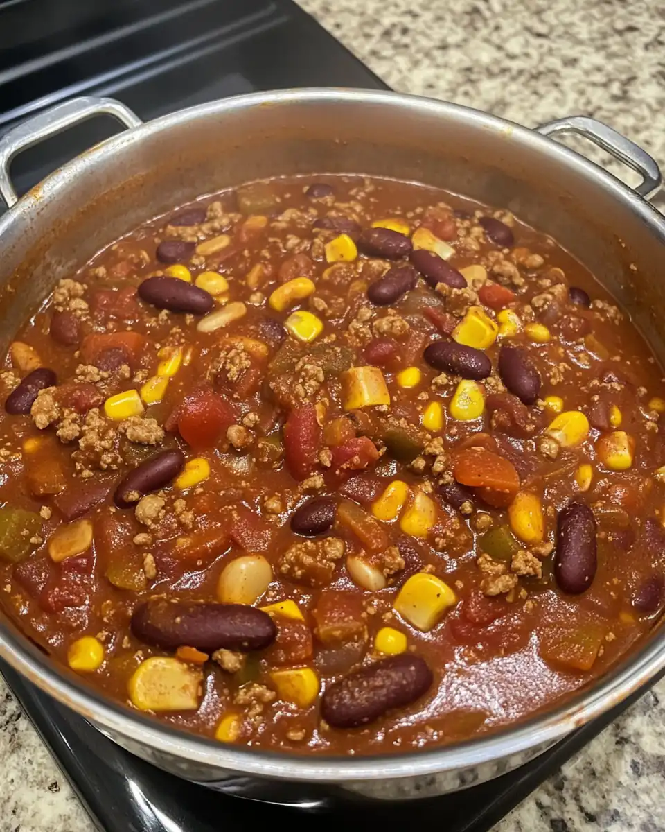 Hearty bowl of vegan chili served hot fresh from the pressure cooker