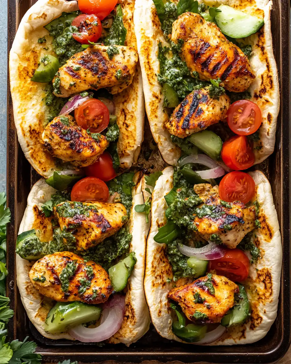 Ingredients laid out for sheet pan chicken pita with herby ranch