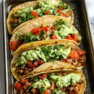 Sheet Pan Tacos With Avocado Crema taken with iphone 15 pro max --iw 2 --ar 4:5 --v 6.1 --raw