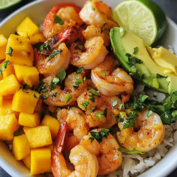 shrimp avocado bowls mango salsa lime chili sauce taken with iphone 15 pro max --iw 2 --ar 4:5 --v 6.1 --raw