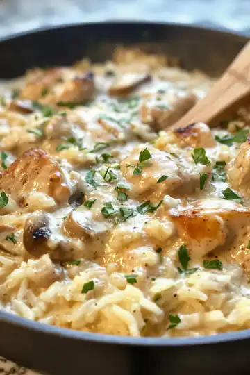 sizzle up creamy smothered chicken and rice a cooking guide taken with iphone 15 pro max --iw 2 --ar 4:5 --v 6.1 --raw