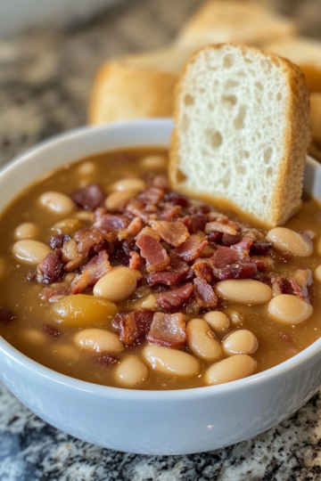 Slow Cooker Bean With Bacon Soup taken with iphone 15 pro max --iw 2 --ar 4:5 --v 6.1 --raw