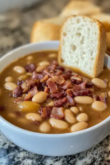 Slow Cooker Bean With Bacon Soup taken with iphone 15 pro max --iw 2 --ar 4:5 --v 6.1 --raw