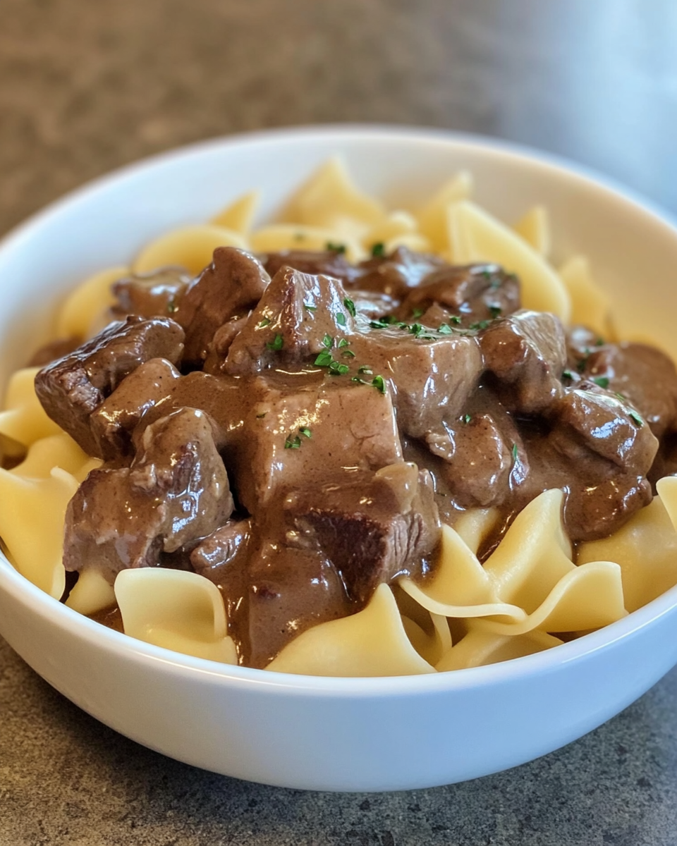 Ingredients for slow cooker beef and noodles including gravy mix and egg noodles