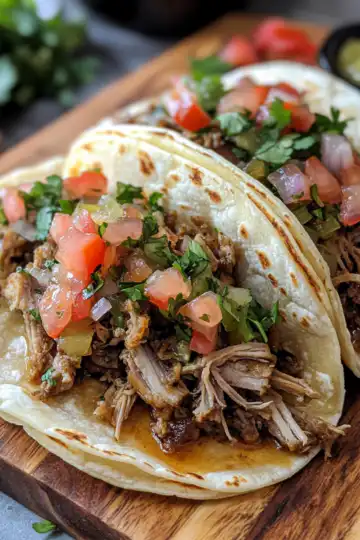 Slow Cooker Carnitas Tacos taken with iphone 15 pro max --iw 2 --ar 4:5 --v 6.1 --raw