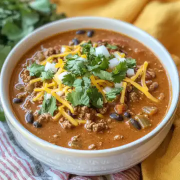 Slow Cooker Creamy Beef Taco Soup taken with iphone 15 pro max --iw 2 --ar 4:5 --v 6.1 --raw