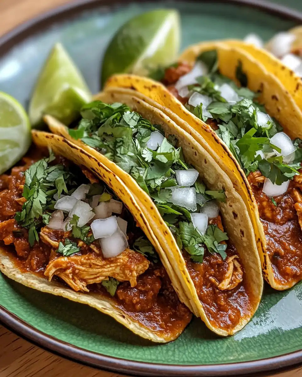 Slow cooker sealed and ready with red mole sauce for chicken tacos