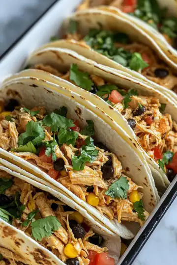 Slow Cooker Shredded Chicken Tacos Freezer Meal taken with iphone 15 pro max --iw 2 --ar 4:5 --v 6.1 --raw