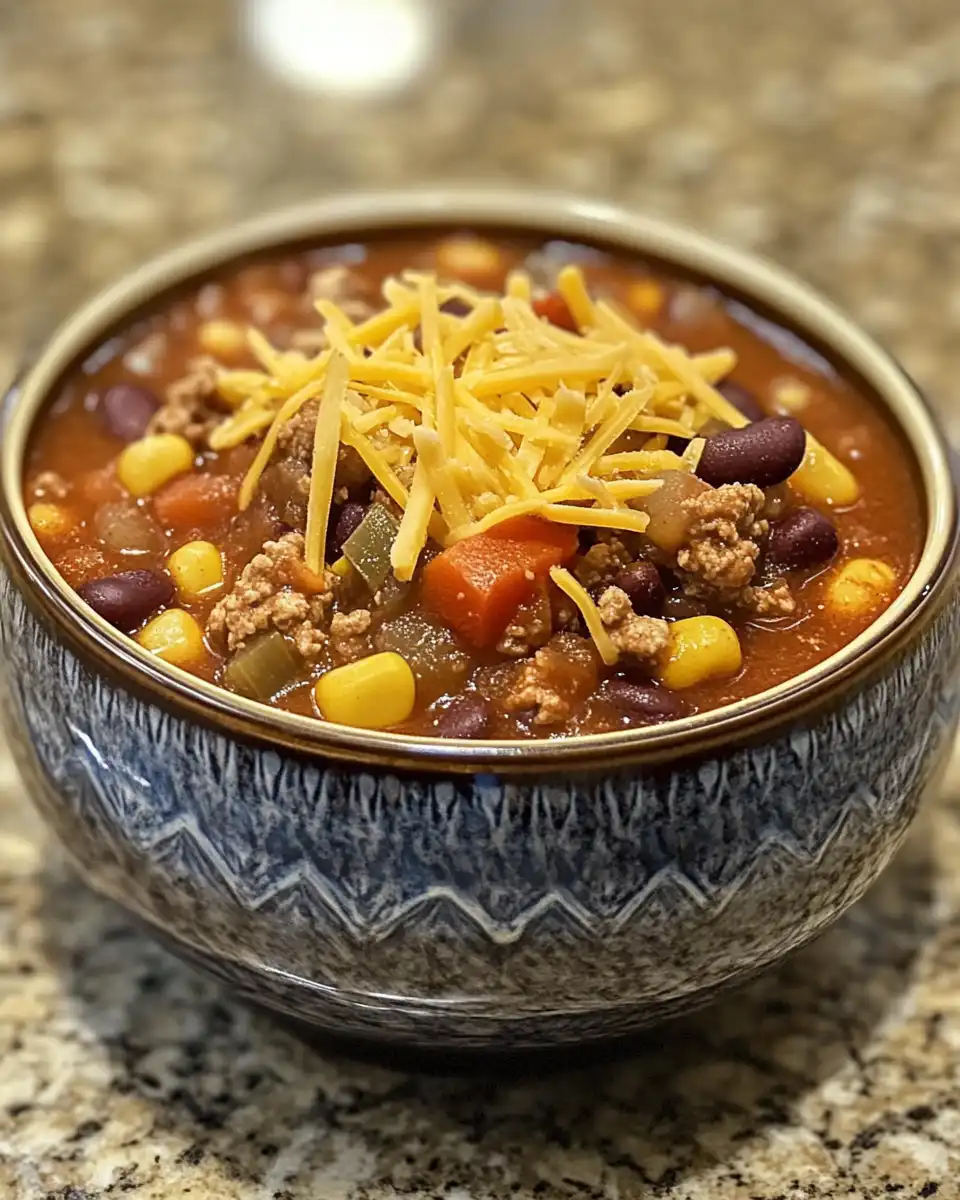 Steam rising from slow cooker taco 15 bean soup