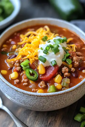 Slow Cooker Taco Soup taken with iphone 15 pro max --iw 2 --ar 4:5 --v 6.1 --raw