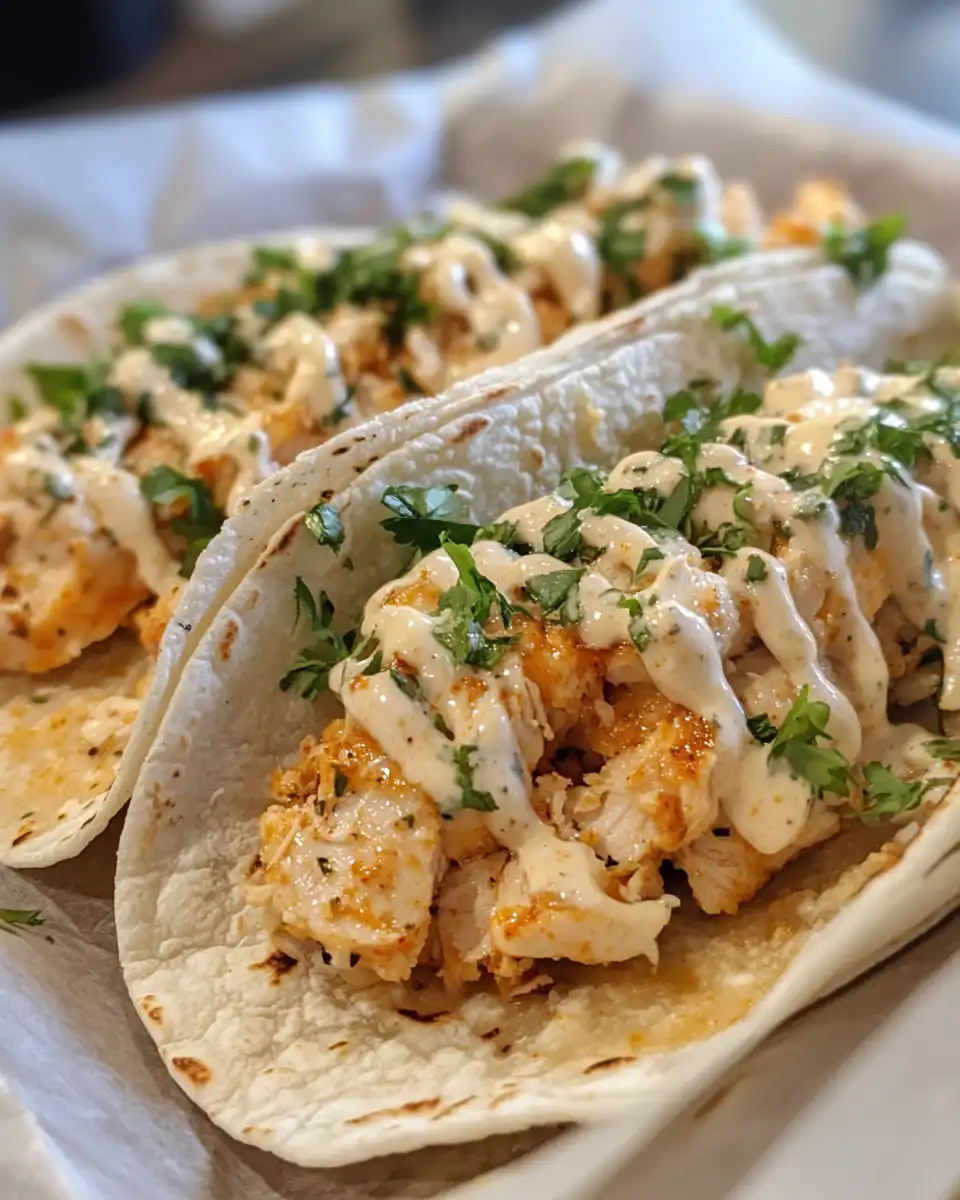 Juicy Chicken Caesar Smash Tacos fresh from the pressure cooker