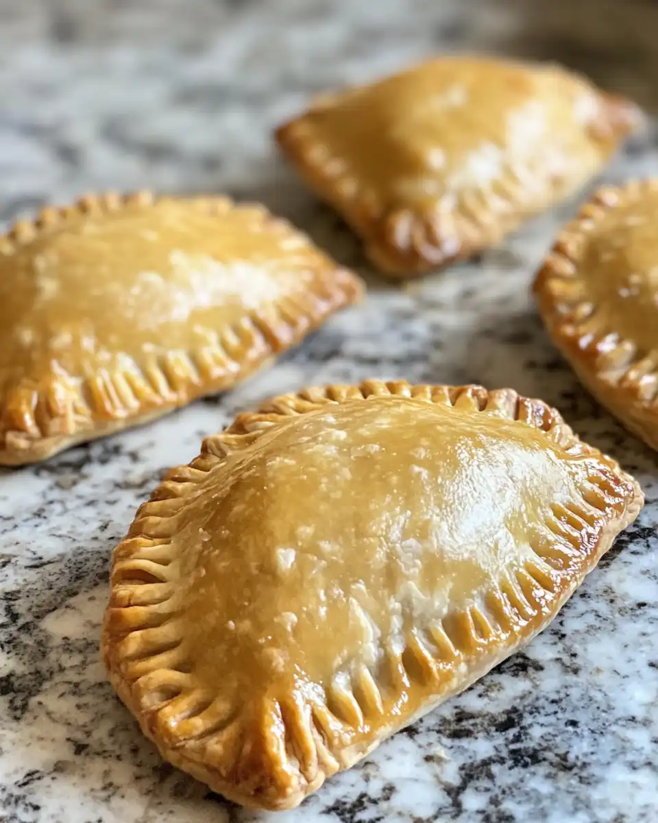 Golden brown blackberry hand pies fresh from oven on a plate