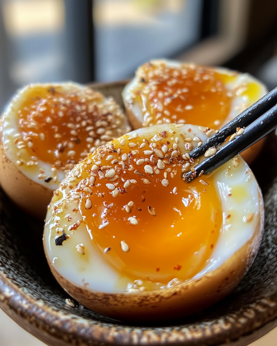 Soft or medium soy sauce eggs steaming with valve hiss in pressure cooker