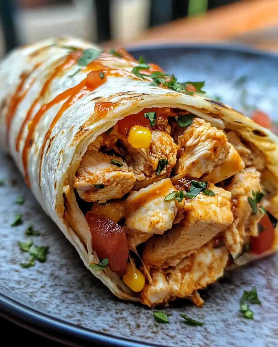 Spicy Buffalo Chicken Wraps freshly prepared in kitchen