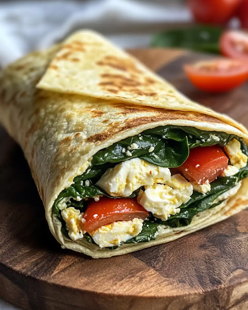 Cooked egg whites with spinach and melted cheese in skillet
