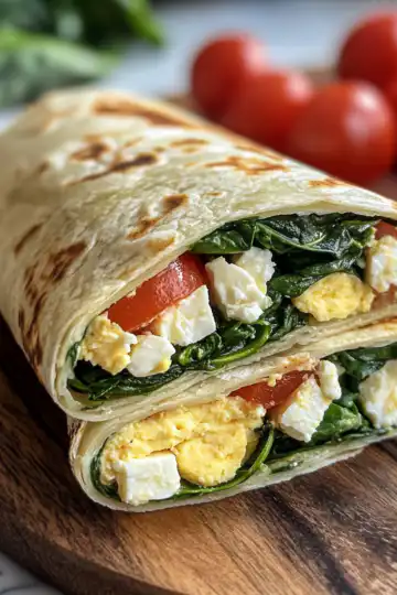 Spinach & Feta Egg White Wraps taken with iphone 15 pro max --iw 2 --ar 4:5 --v 6.1 --raw