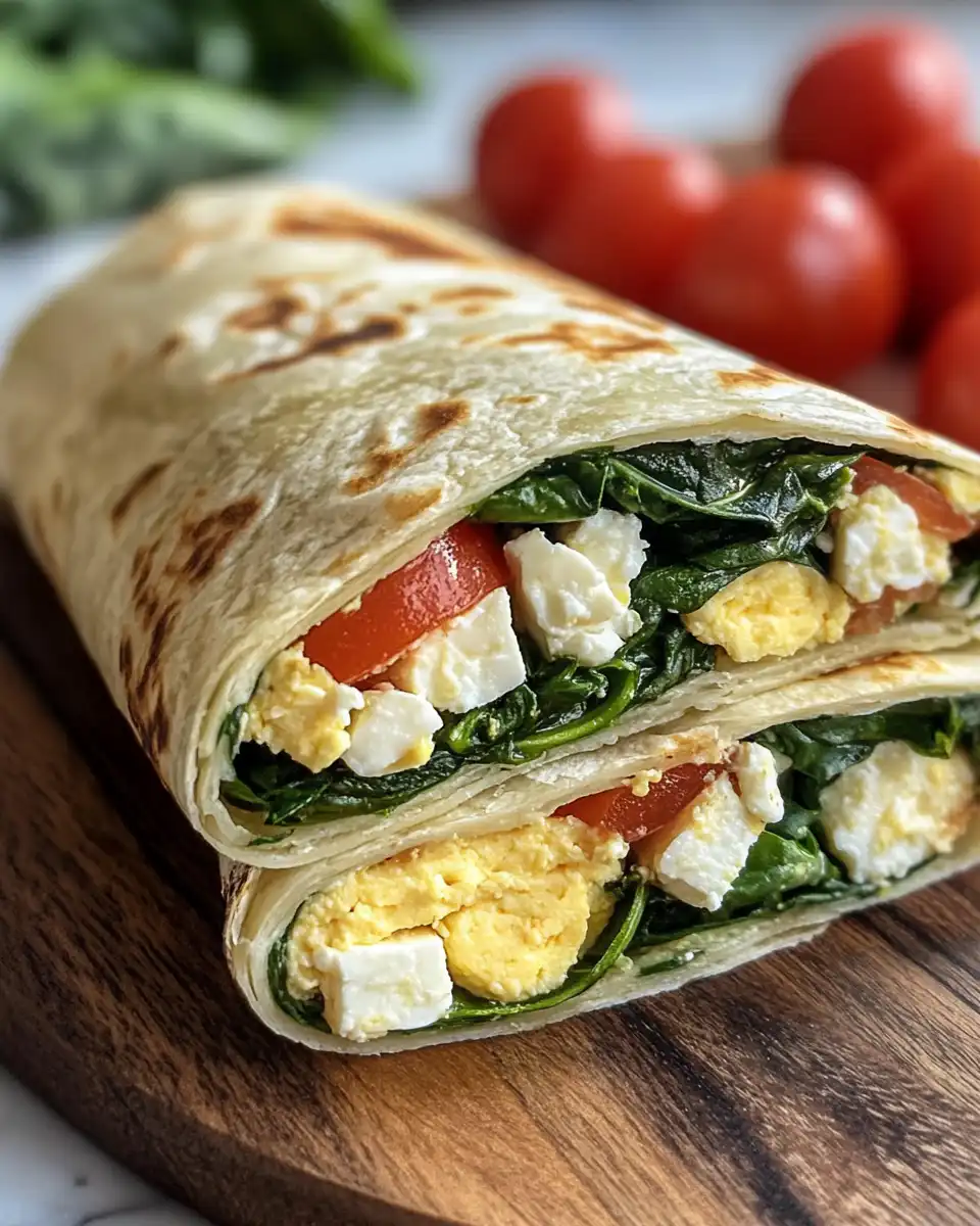 Spinach feta egg white wrap fresh and ready to eat
