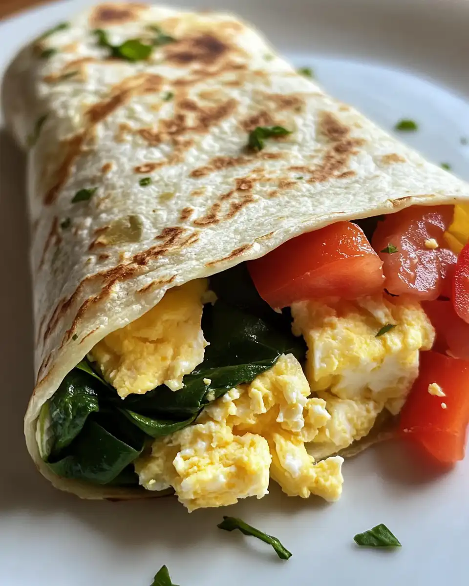 Close-up of spinach feta egg wrap steaming fresh from the kitchen