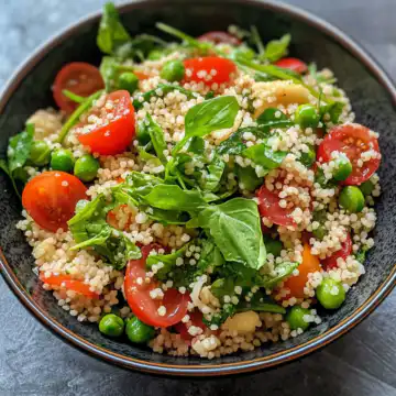 Spring Couscous Salad taken with iphone 15 pro max --iw 2 --ar 4:5 --v 6.1 --raw