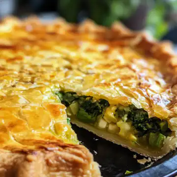 Spring Vegetable Pie taken with iphone 15 pro max --iw 2 --ar 4:5 --v 6.1 --raw
