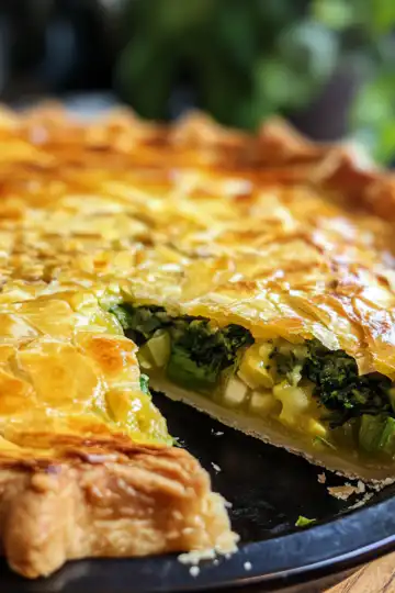 Spring Vegetable Pie taken with iphone 15 pro max --iw 2 --ar 4:5 --v 6.1 --raw