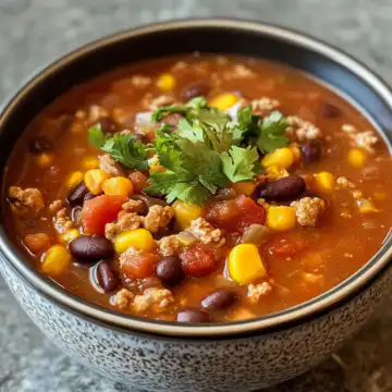 Stovetop Taco Soup taken with iphone 15 pro max --iw 2 --ar 4:5 --v 6.1 --raw