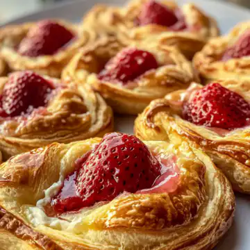 strawberry cream cheese danishes taken with iphone 15 pro max --iw 2 --ar 4:5 --v 6.1 --raw