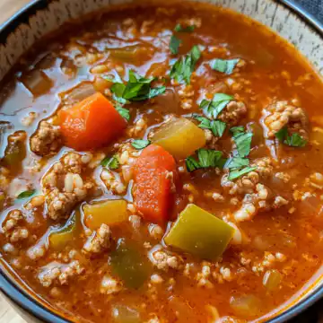 Stuffed Pepper Soup Recipe taken with iphone 15 pro max --iw 2 --ar 4:5 --v 6.1 --raw