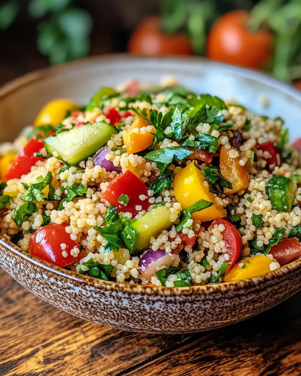 Ingredients for summer couscous salad including couscous, spices, dried cherries, and fresh produce
