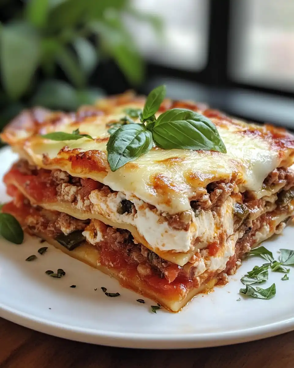 Freshly cooked no-bake lasagna served with fresh herbs and parmesan
