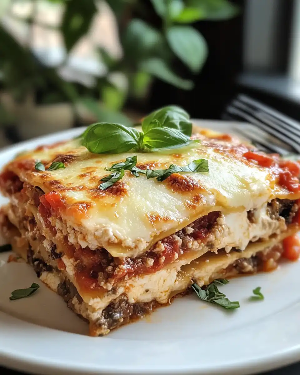 Fresh summery no-bake pressure cooker lasagna with zucchini, cherry tomatoes and basil