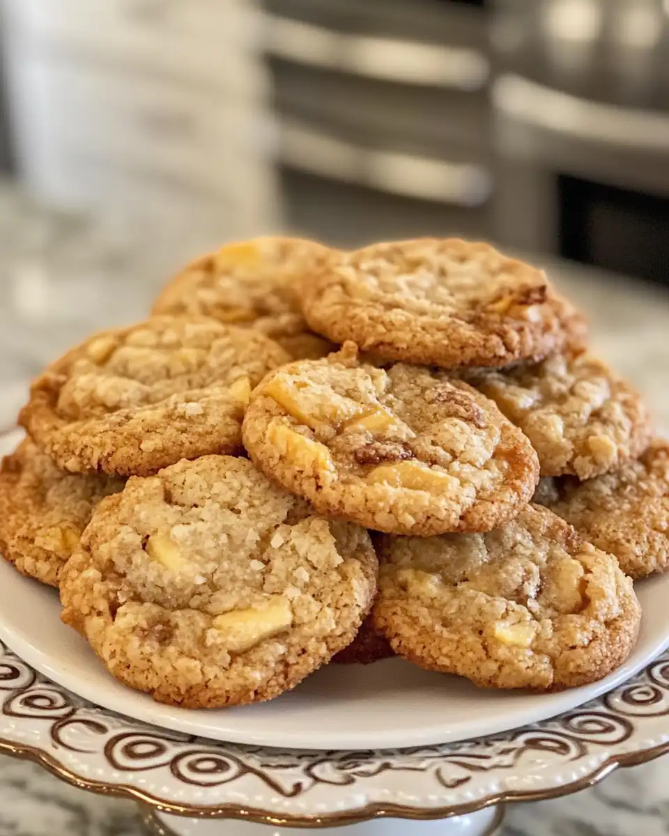 Close-up of fresh peach cobbler cookies soft and peachy