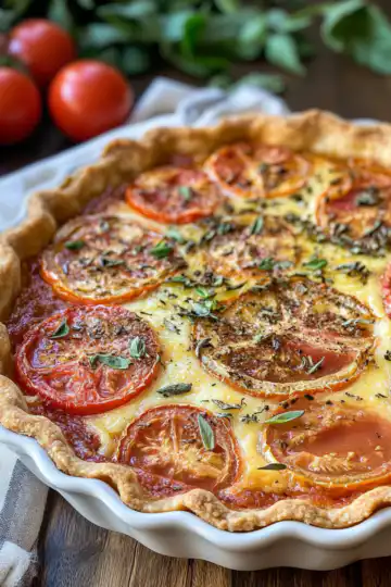 Summer Tomato Pie taken with iphone 15 pro max --iw 2 --ar 4:5 --v 6.1 --raw