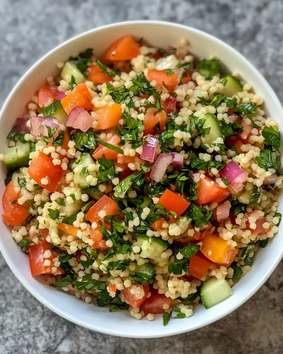 Pressure cooker preparing fluffy pearl couscous salad with fresh herbs and oranges