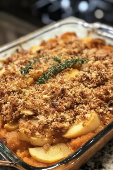 Sweet Potato And Apple Casserole taken with iphone 15 pro max --iw 2 --ar 4:5 --v 6.1 --raw