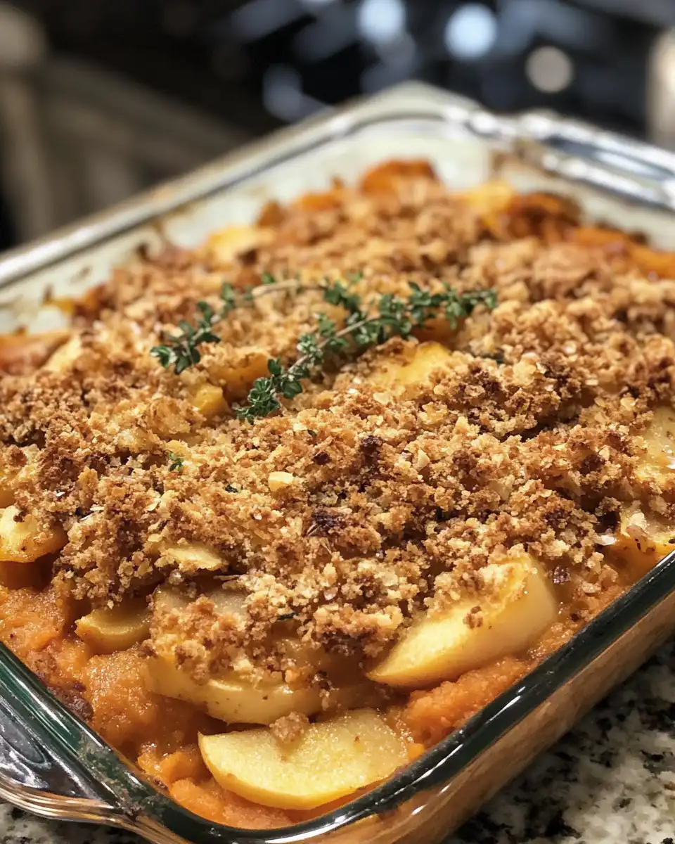 Pressure cooker sweet potato and apple casserole steaming with sweet aroma