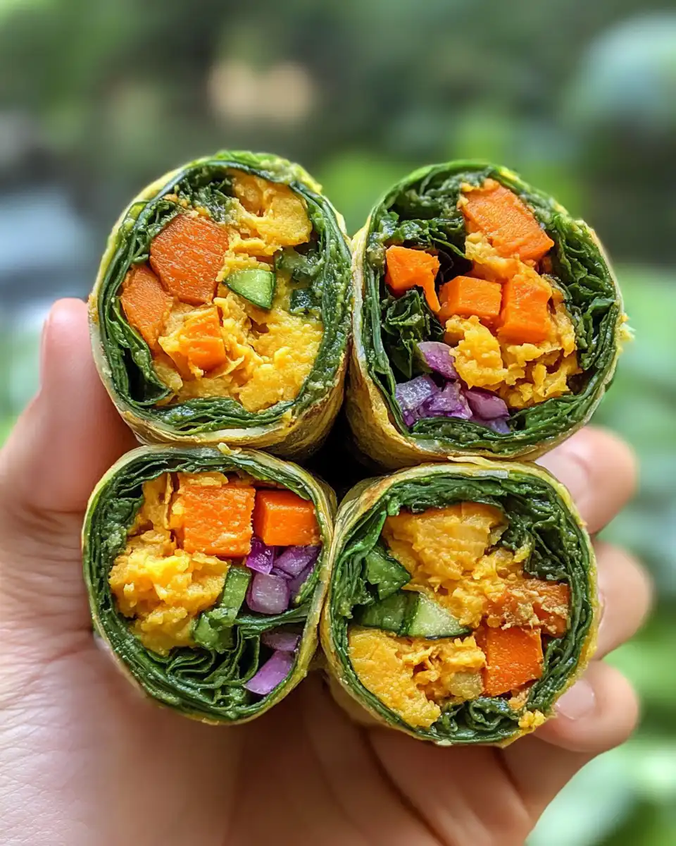Close-up of ingredients for sweet potato and veggie wraps